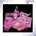 Hello kitty Tableware Disposable party supplies birthday plates cups Goodies bag Nakin Table cover Blow outs Flag Banners Unicron theme birthday decoration birthday decoration happy birthday accessories for Girls theme birthday decoration for girls. 