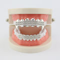 18K diamond-encrusted gold-plated hip-hop braces vampire fangs tiger teeth metal Halloween dentures for men and women with the same Grill. 