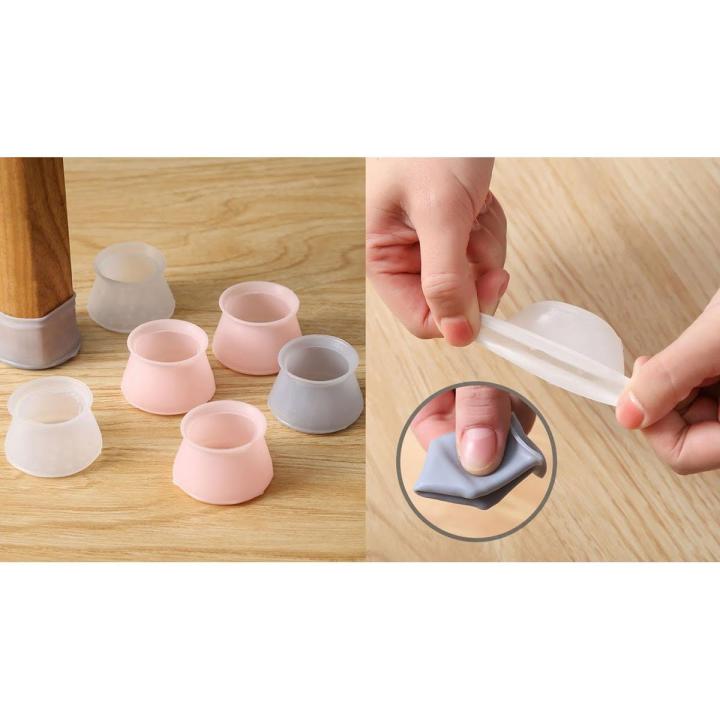 4PCS/Set Transparent Silicone Chair Leg Caps Covers Feet Pads For Furniture  Table Wood Floor Protectors