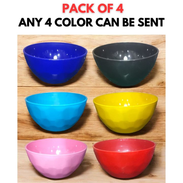 4pcs (Random Color) Plastic Bowl Random Color Microwavable Unbreakable Anti Slip Design Child Food Soup Noodle Bowl Tableware