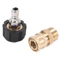 2X Pressure Washer Adapter Set M22 To 1/4 Inch Quick Connect Kit, M22 14Mm To 1/4 Inch Quick Connect Kit. 