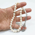 Export Quality Natural unique design Tasbih Natural Pearl misbaha Freshwater Pearl Muslim Jewelry Rosary Bead Islamic Gift (10mm x 33beads) – muslim Pearls zikr prayer Tasbeeh - handmade  Rosary 10mm tasbi counter Stress Relaxation. 