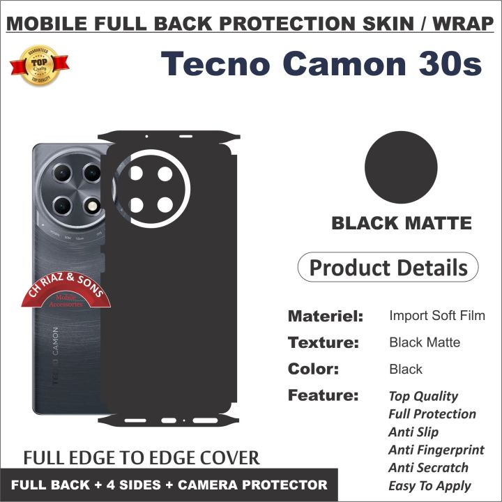 TECNO CAMON 30S FULL BACK 360 premium Protection Skin Wrap full cover Premium Quality