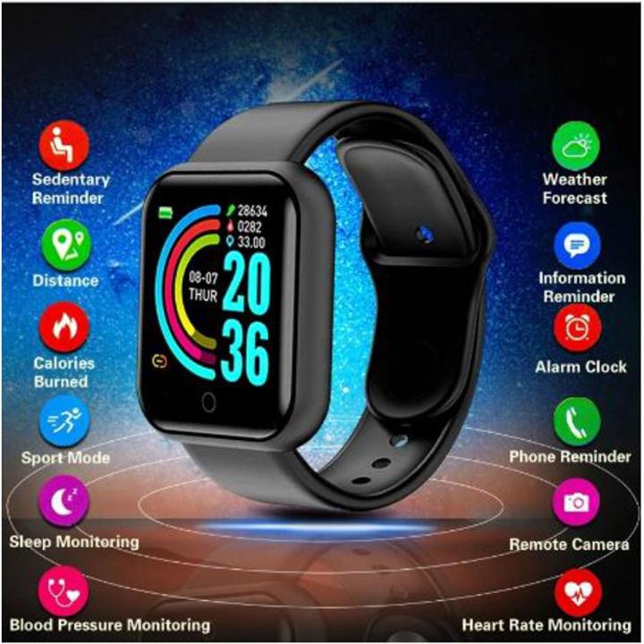 Smart Watch D20 With Waterproof Protection Get Call and Msg Notification With Mobile App connectivity Fitness Tracker And Heart Rate monitor Step Counter 1.3 Inch Screen Size 7 Day return Policy avail...