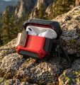 AirPod Pro Second Gen Armour Case High Grade Rugged Carbon Fiber Shell with Lock Clasp & Carabiner | Black / White / Red. 