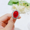 Luxury Simulation Pigeon Ruby Jewelry Sets For Women Exaggerated Big Red Stone Stud Rings. 