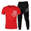 New Trendy Summer Collection Printed Tracksuit Set Export Quality Half Sleeves T-Shirt With Sweat Pant For Men's Sport Wear. 