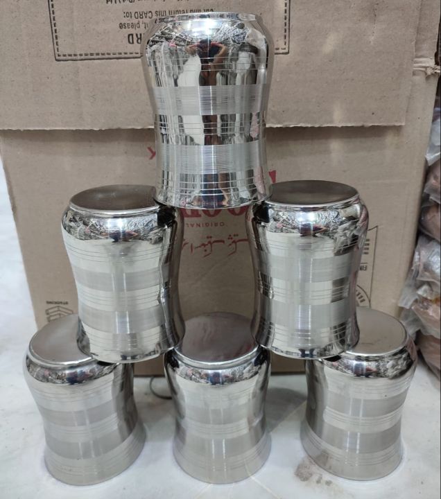 6 Pcs Heavy Stainless Steel Water Glass 350ml