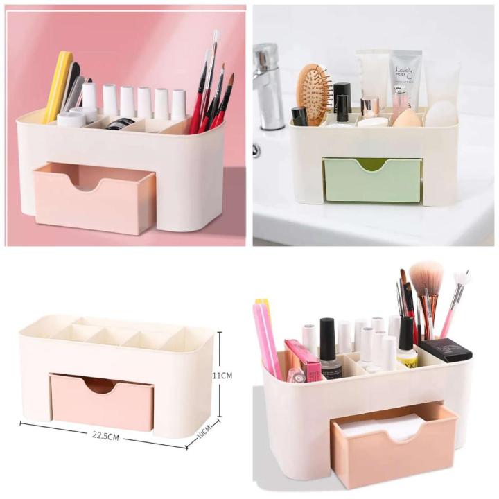 ​Plastic Makeup Storage Box – Multi-Compartment Cosmetic Organizer, Jewelry Box with Small Drawer, Office & Home Organizer, Clear Storage Container​