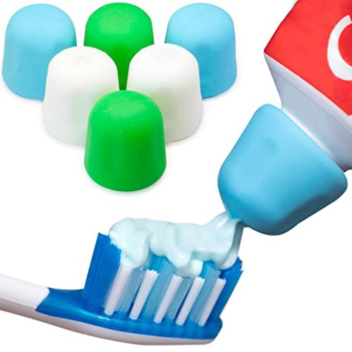 Bathroom Tools Silicone Toothpaste Cap Self Closing Toothpaste Caps - No Waste Cap Dispensers for Adult and Kids Bathroom - Mess-Free Toothpaste Lids - Easy to Use, Food Grade Silicone and BPA-Free Toppers - 2Pcs