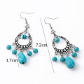 Hollow Design Alloy Earrings Boho Chic Faux Turquoise Tassel Earrings Lightweight Hypoallergenic Retro Style Earrings for Fashionistas Lightweight Faux Turquoise Earrings. 