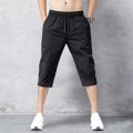 Men's Shorts Summer Breeches 2022 Thin Nylon 3/4 Length Trousers Male Bermuda Board Quick Drying Beach Black Men's Long Shorts. 