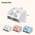 Desk Organiser-Office Organiser with 6 Compartments and 2 Small Drawers, Desk Storage Box for Pen Holders, Remote Pink Reusable Durable. 