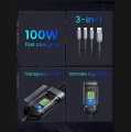 Product details of 100W Fast Charging Cable Multi Charger Cable Nylon Braided Multiple USB Universal 3 in 1 Charging Cord Adapter with Type-C Micro 100W Fast Charging Cable. 