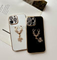 FELMYST Mascot Case For Xiaomi Mi 11 Lite 5G NE 3D Luxury Reindeer Gold Plated  Mobile Phone Casing Square Pendant Inlaid Brick Girl Boy Gift Soft Shockproof Cover Cases. 