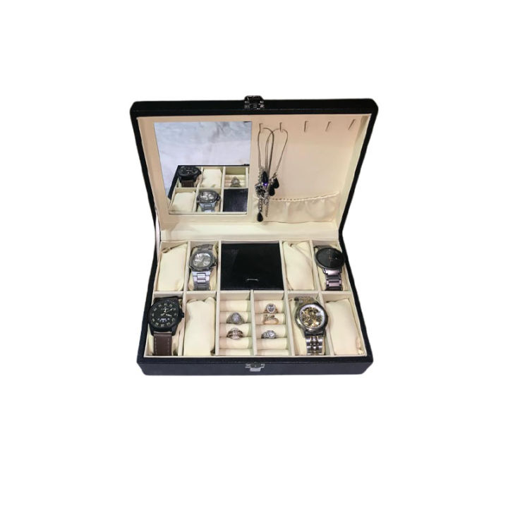 8%20Grids%20Watch%20Box%20PU%20Leather%20Watch%20Case%20Holder%20with%20Jewelry%20Organizer%20and%20Mirror%20Inside%20Soft%20Cushion%20Cream%20Color%20Watch,%20Jewelry%20and%20Rings%20Organizer%20-%20Image%206