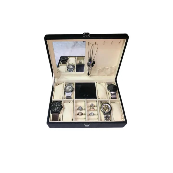 8%20Grids%20Watch%20Box%20PU%20Leather%20Watch%20Case%20Holder%20with%20Jewelry%20Organizer%20and%20Mirror%20Inside%20Soft%20Cushion%20Cream%20Color%20Watch,%20Jewelry%20and%20Rings%20Organizer%20-%20Image%206