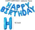 13 Blue Letter Happy Birthday Balloon 16 Inch Solid Happy Birthday Decoration Foil Balloon For Birthday Party- Blue Letter Balloon  (Blue, Pack of 13). 