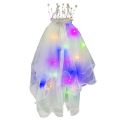 LED Light Bridal Wedding Veil with Pearls/Crowns Wedding Tiara Veil for Photoshop Props Party Headpieces Decor. 