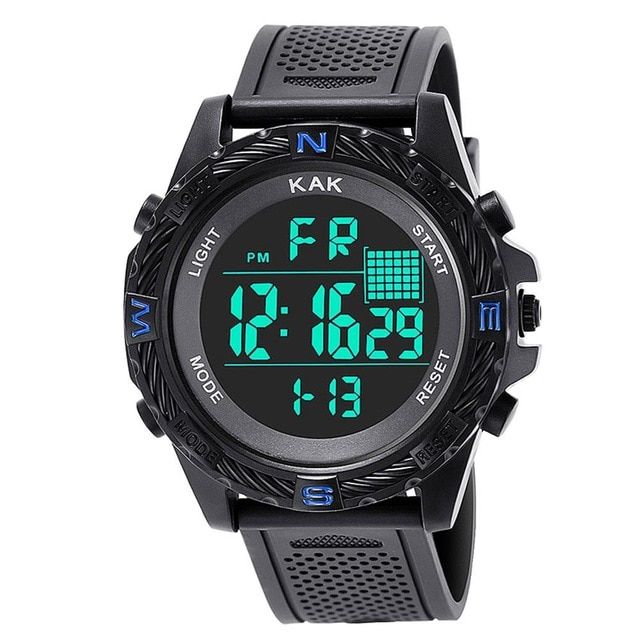 Kak Sports Waterproof Electronic Digital Pointer Stopwatch Luminous Wrist Watch