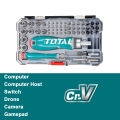 TOTAL 55pcs Screwdriver Bits Set including 1pcs Unique Design Ratchet Handle TACSD30556. 