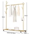 Single Pole Standing Coat Rack With Wheels, Metal Hanger Bedroom Floor Clothes Rack Hangers. 