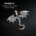 2025 MJSTYLEO Retro oil dripping cartoon flying dragon style brooch men's personalized suit coat accessories pin jewelry. 