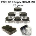 pack of 6 Empty Cosmetic Containers With outer Acralic Box Makeup Face Cream Pot Jar Refillable Cosmetic 20 Gram. 