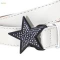 Women PU Leather Belt 1.1inch Width Versatile Ladies Waist Belt White. 