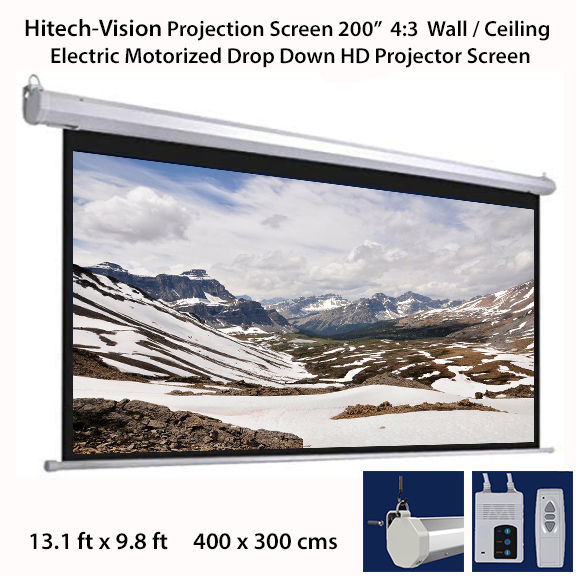 Hitech-Vision Electric Projector Screen - Matt White 200" 4:3 (13.33 ft * 10 ft)