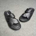 Men's Light Weight House Slippers - Black & Brown Comfortable Raxine. 