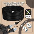 20  Meter High Quality Double PVC Network cable LAN Cable Ethernet Cable Fast Patch Lead Networking Cat6 For Modem Rooter to Laptop And PC Computers Cat6 Black Color. 