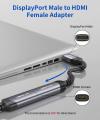 JSAUX (Male to Female) DP Display Port to HDMI Converter 1080P@60Hz Nylon Braided Aluminum Shell. 