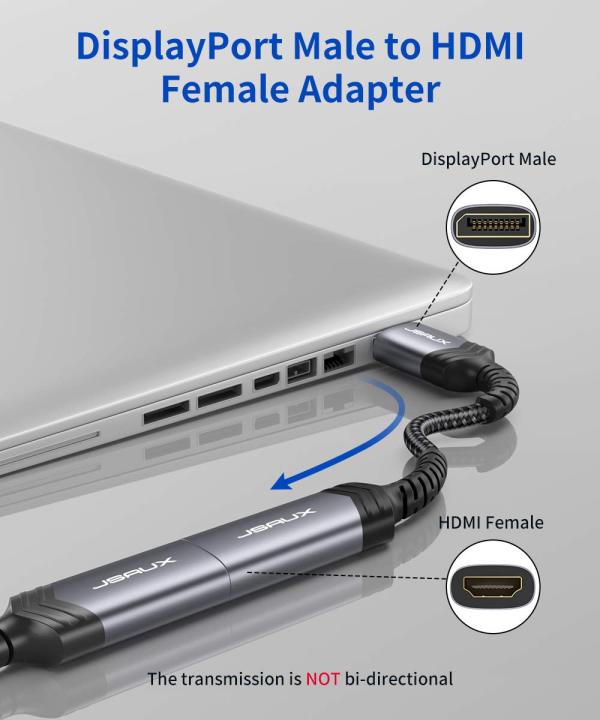 JSAUX%20(Male%20to%20Female)%20DP%20Display%20Port%20to%20HDMI%20Converter%201080P@60Hz%20Nylon%20Braided%20Aluminum%20Shell%20-%20Image%202