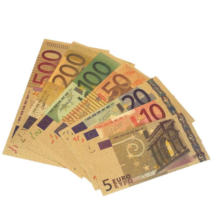 5 10 20 50 100 200 500 EUR Decoration Realistic Commemorative Notes Fake Money Gifts Antique Plated