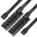 PWM Fan Hub Splitter, 4 Pin Black Sleeved 5 Way PC CPU Cooling Case Fan Extension Splitter Adapter Cable 40cm/15.7Inch. 