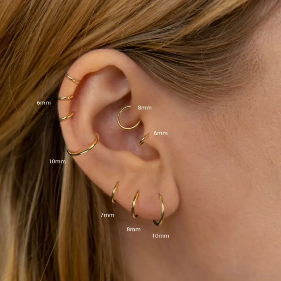 9Pairs Tiny thin huggie hoops Dainty huggie hoops Simple