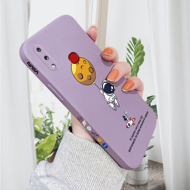 AMORVOR for Samsung Galaxy A10S Back Cover Cartoon Astronautn Side design Soft Case Liquid Silicone Phone Cases