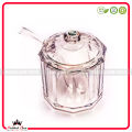 Clear Crystal Sugar Pot & Spoon - Premium Quality Diamond Crystal Sugar Pot With Spoon For Daily Use - BPA Free Environment Friendly Crystal Sugar Pot. 