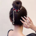 Ladies Vintage Red Rose Hairpin Hair Claw Elegant Fashion Headdress Women Back Hair Tassel Hairpin Headwear Accessories 1Pcs. 