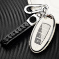 Toyota (NEW) Leather Braided Metal Car  Toyota Logo / Monogram Keychain with Keyring for Toyota Corolla Yaris Fortuner Prius Aqua Land Cruiser - Fashion Auto Decoration Premium - Black/Brown. 
