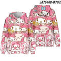 HZ Sanrio Melody Hoodie Long Sleeve Top Anime Cosplay 3D Sweatshirt Pullover Cartoon MY MELODY Hoody Casual Loose Oversize ZH. 