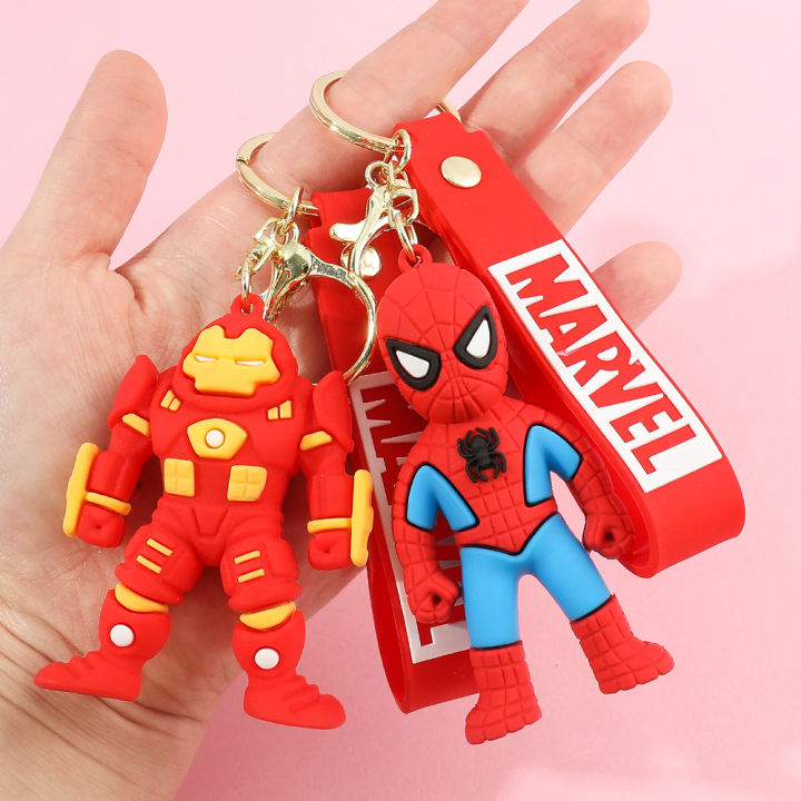 Disney Marvel Avengers PVC Keychains Cute Cartoon Superhero Pendant Keyholder Thanos Iron Man Spiderman Keyrings Jewelry Gifts
