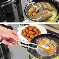 Kitchen Tool - 2 in 1 Food Tong Kitchen Knife Filter Stainless Steel Strainer Spoon Frying Oil Kitchen Strainer Clip Accessories. 