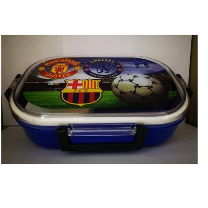 Printed MANCHESTER UNITED Plastic Lunch Box for School Kids/Rectangular Shape/Includes Curry Box/Food Grade/Kids Lunch Box