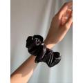 Silk hair scrunchie for ladies / hair tie pony for hair Black. 