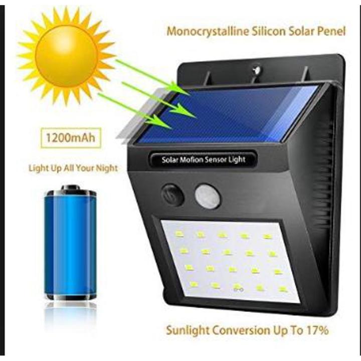 20 Led Solar Powered Pir Motion Sensor + Cds Night Sensor Light Outdoor Garden Security Wall Light