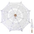 Cotton Umbrella Wedding Photography Prop Parasol Bridal Veil Ornament Lace Bride Embroidery White Umbrellas for Rain. 