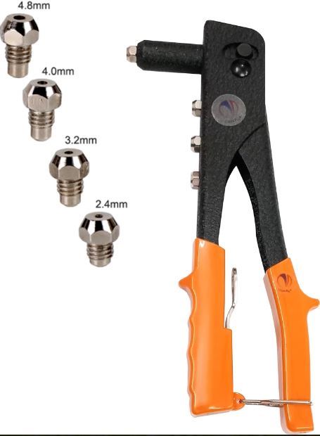 Manual Hand Rivet Gun Set with 2.4mm 3.2mm 4.0mm 4.8mm Nut - Hand Tools Rivet Nails for All-Steel Sturdy Structure Instrument Eatop with Gift of Free 20 Rivets Pin