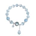 Original design opal, aquamarine, moonstone, crystal women's bracelet, light luxury, elastic bracelet, live supply. 